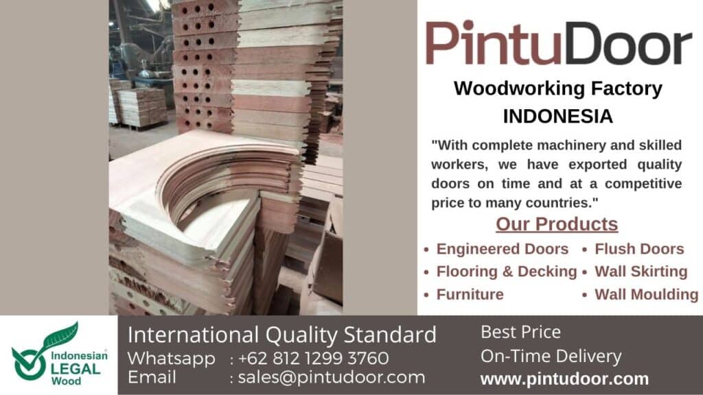wooden door production in Indonesia factory
